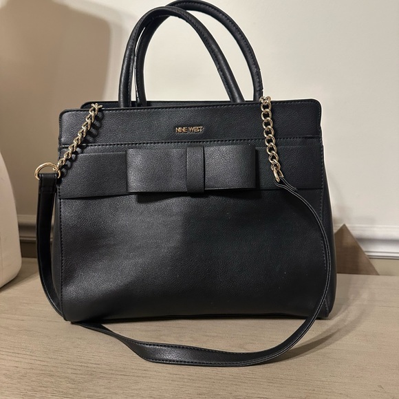 Nine West Black Satchel/ carry bag with Bow Accent - Picture 1 of 15